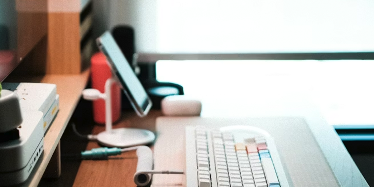 A modern office with light coming through the window